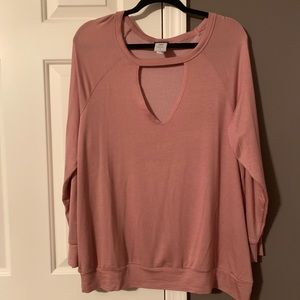 Lightweight blush pink choker sweater Torrid